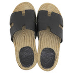 Hermes Leather Espadrilles Antigua Sandals Black Actual — view 4