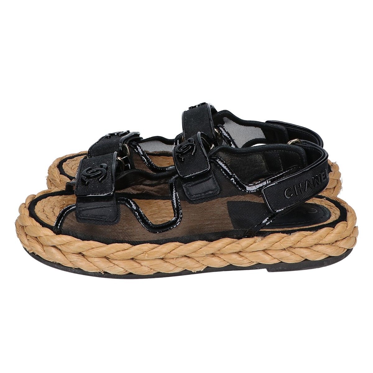 Chanel CC Logo Mesh Sandals — view 3