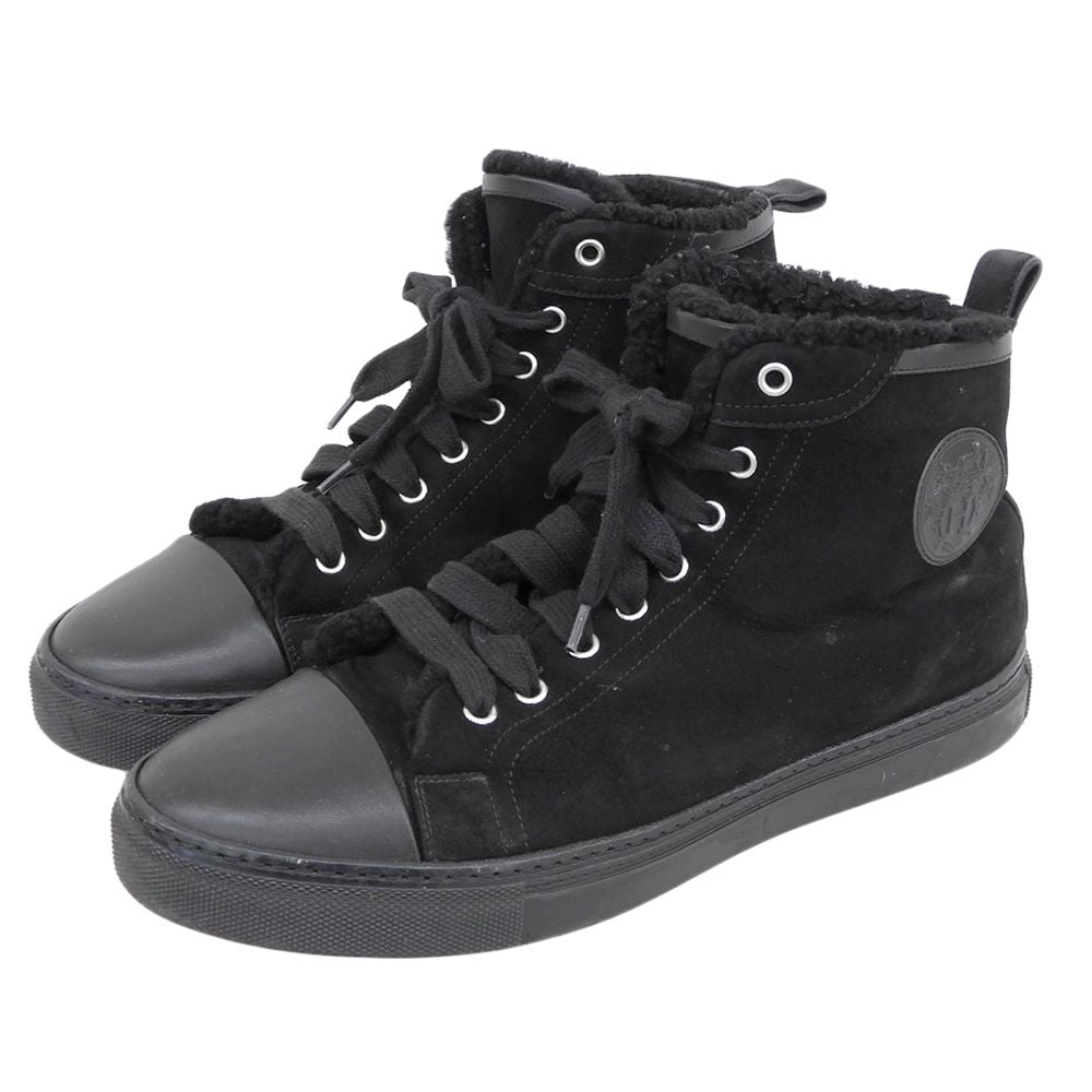 Hermes Suede Shearling High Cut Sneakers Black