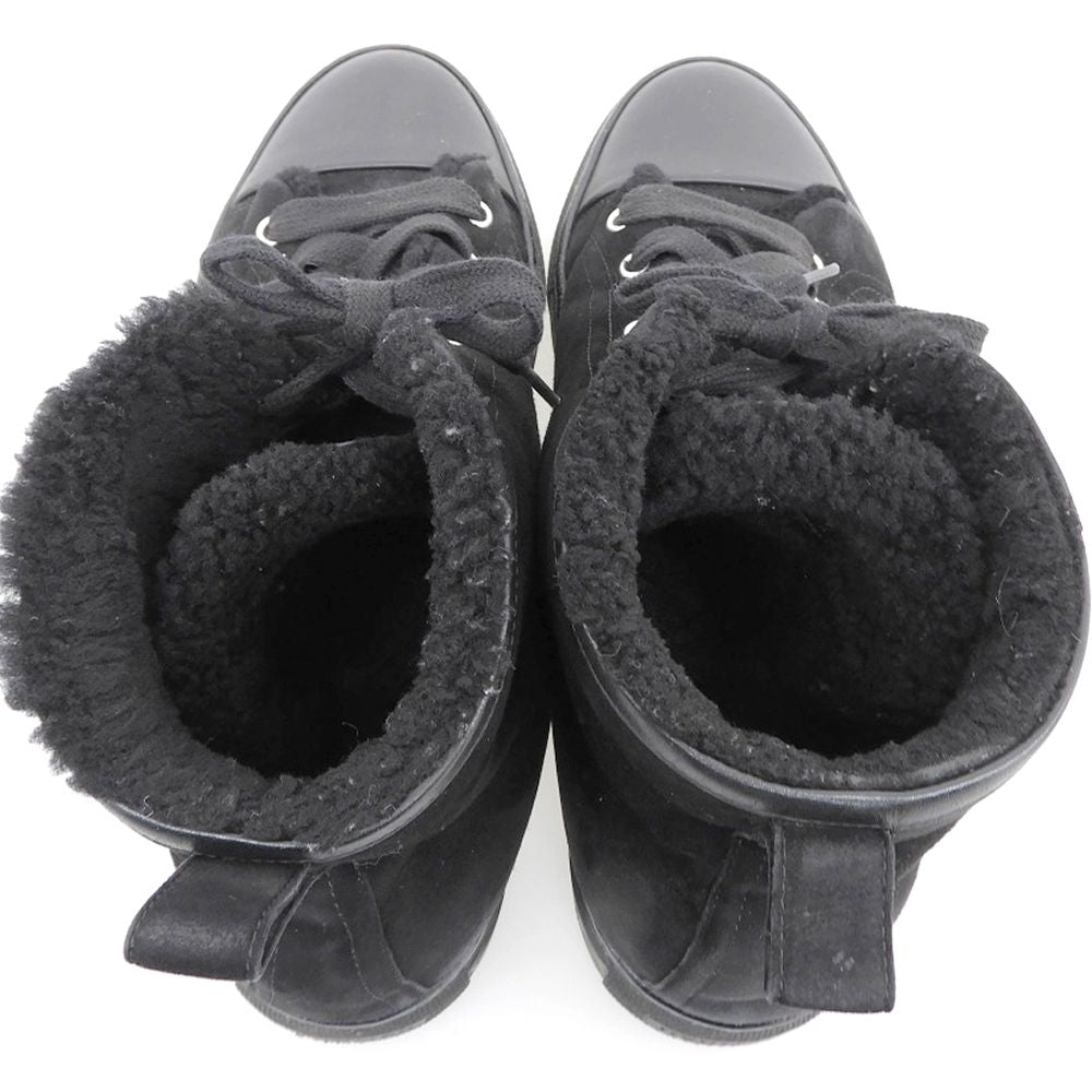 Hermes Suede Shearling High Cut Sneakers Black — view 4