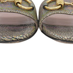 Gucci Lame Horsebit Liliane Ankle Strap Sandals Shoes Silver — view 5