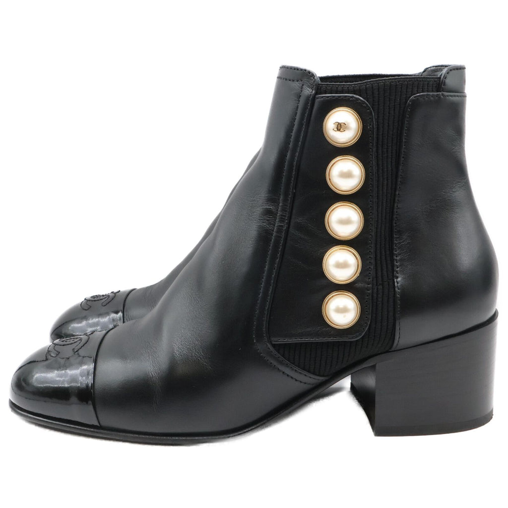 Chanel Imitation Pearl Side Gore Boots 37c — view 2