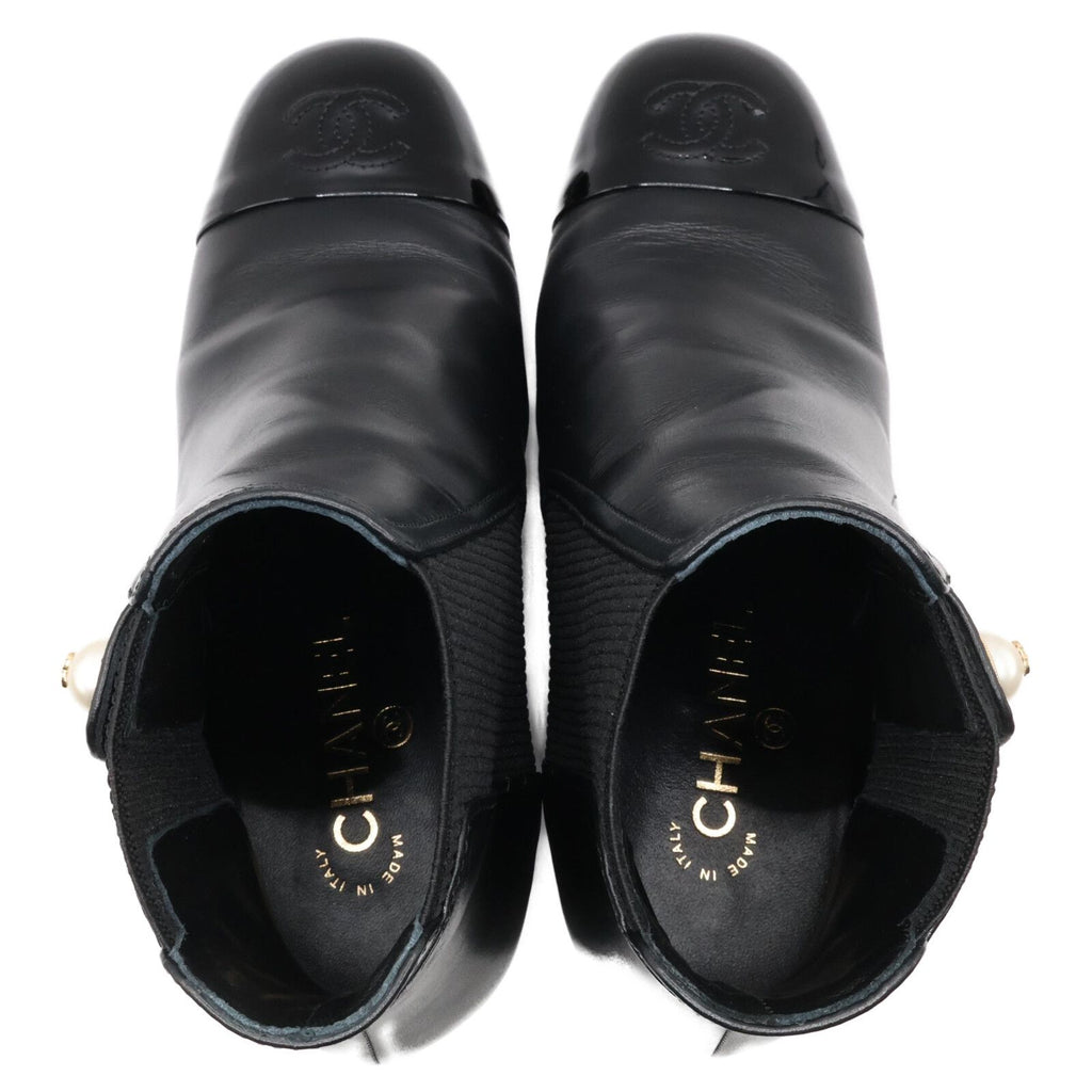 Chanel Imitation Pearl Side Gore Boots 37c — view 6