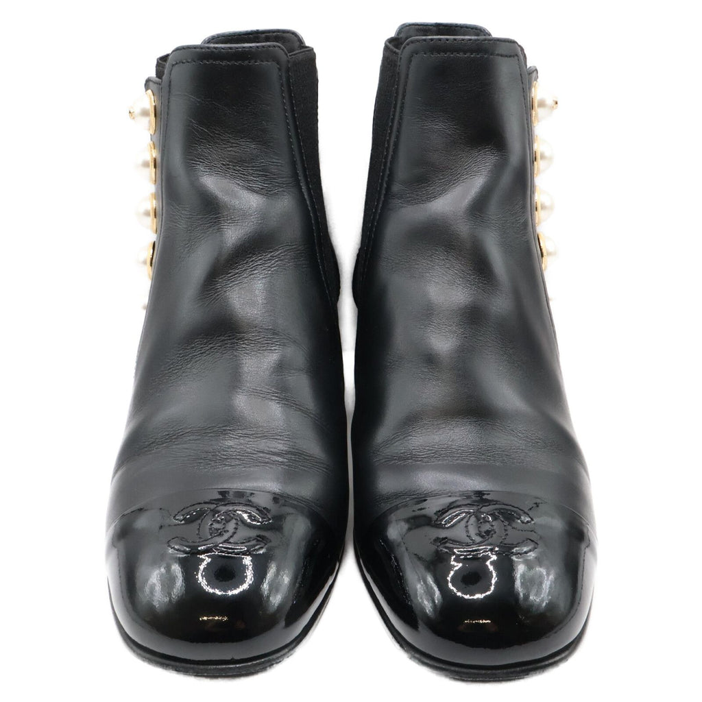 Chanel Imitation Pearl Side Gore Boots 37c — view 3