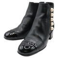 Chanel Imitation Pearl Side Gore Boots 37c
