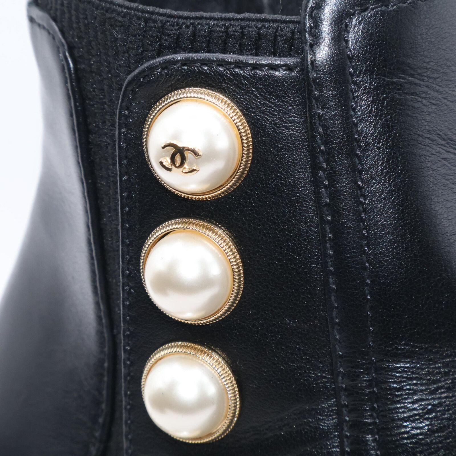 Chanel Imitation Pearl Side Gore Boots 37c — view 9