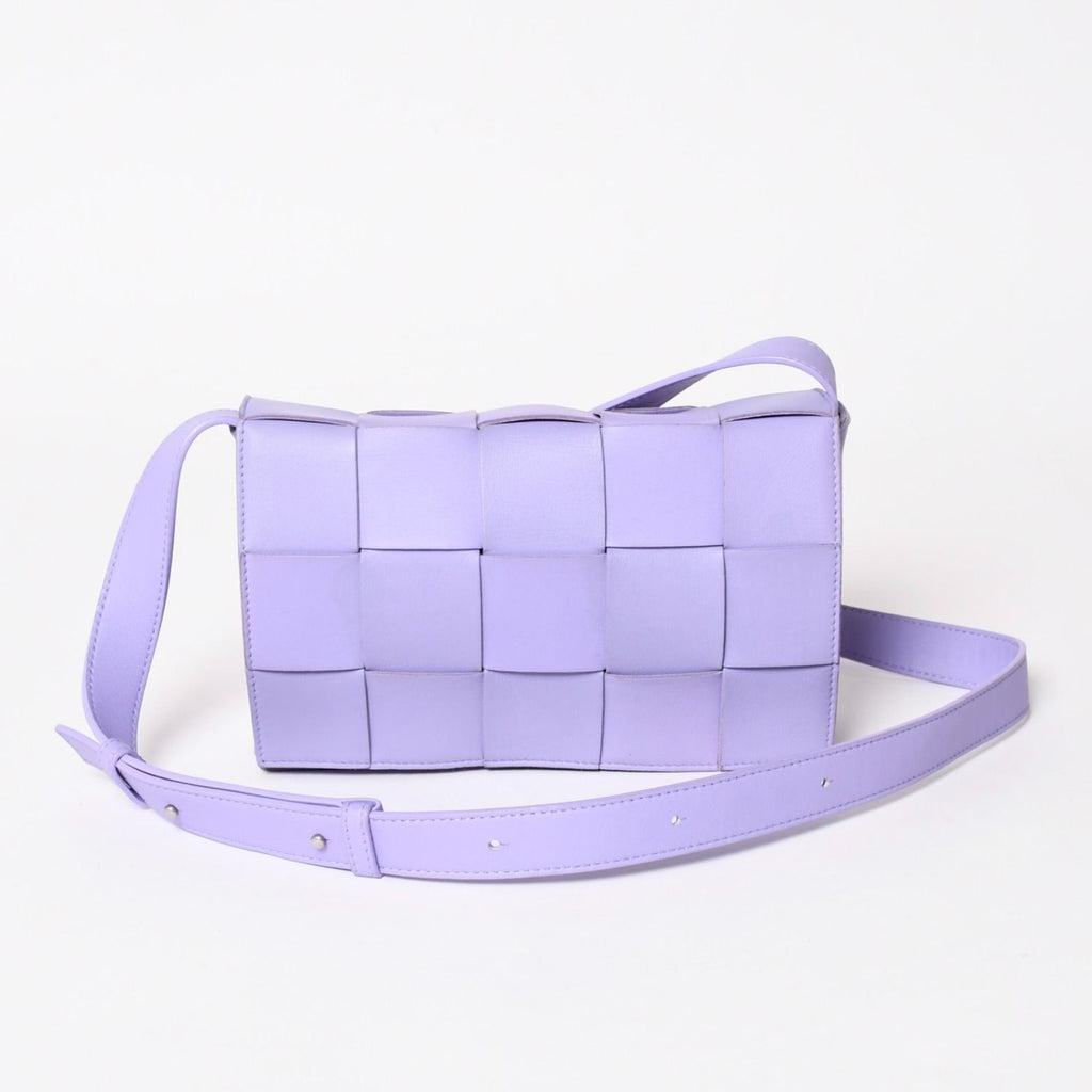 Bottega Veneta Cassette Shoulder Bag Intrecciato Leather Purple