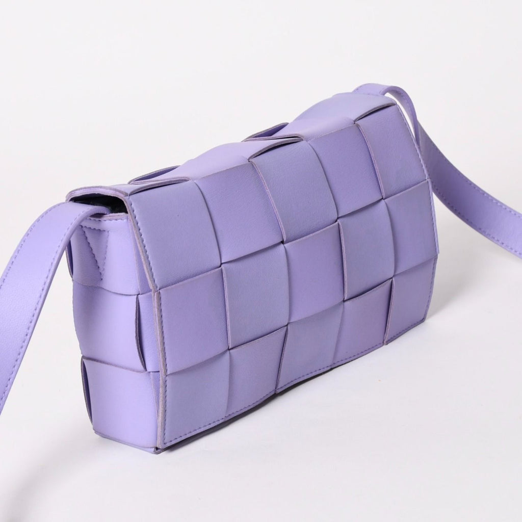 Bottega Veneta Cassette Shoulder Bag Intrecciato Leather Purple — view 3