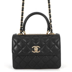 Chanel CC Logo Quilted 2-Way Shoulder Bag Black