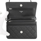 Chanel Chain Wallet Quilted CC Logo Caviar Leather Black — view 5
