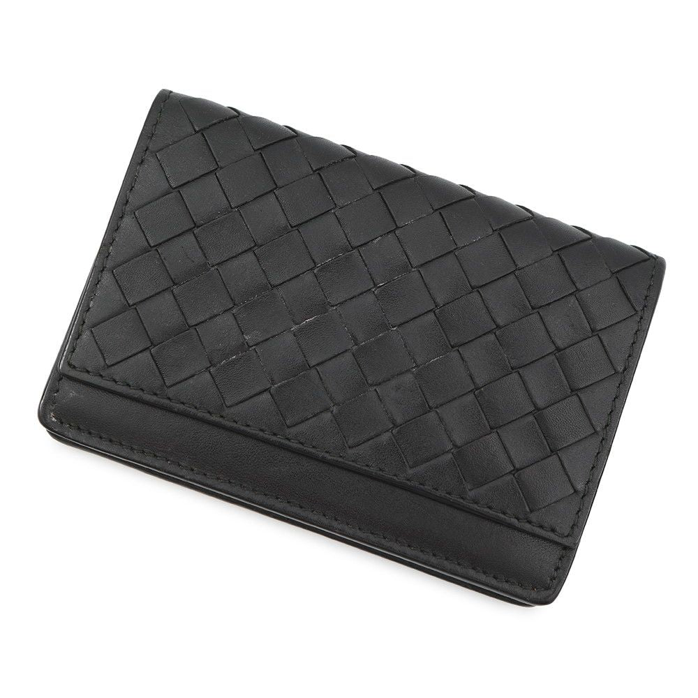 Bottega Veneta Card Case Intrecciato Leather Business Holder Black