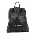 Chanel Backpack 22 Small Shiny Calfskin Black