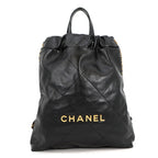 Chanel Backpack 22 Small Shiny Calfskin Black