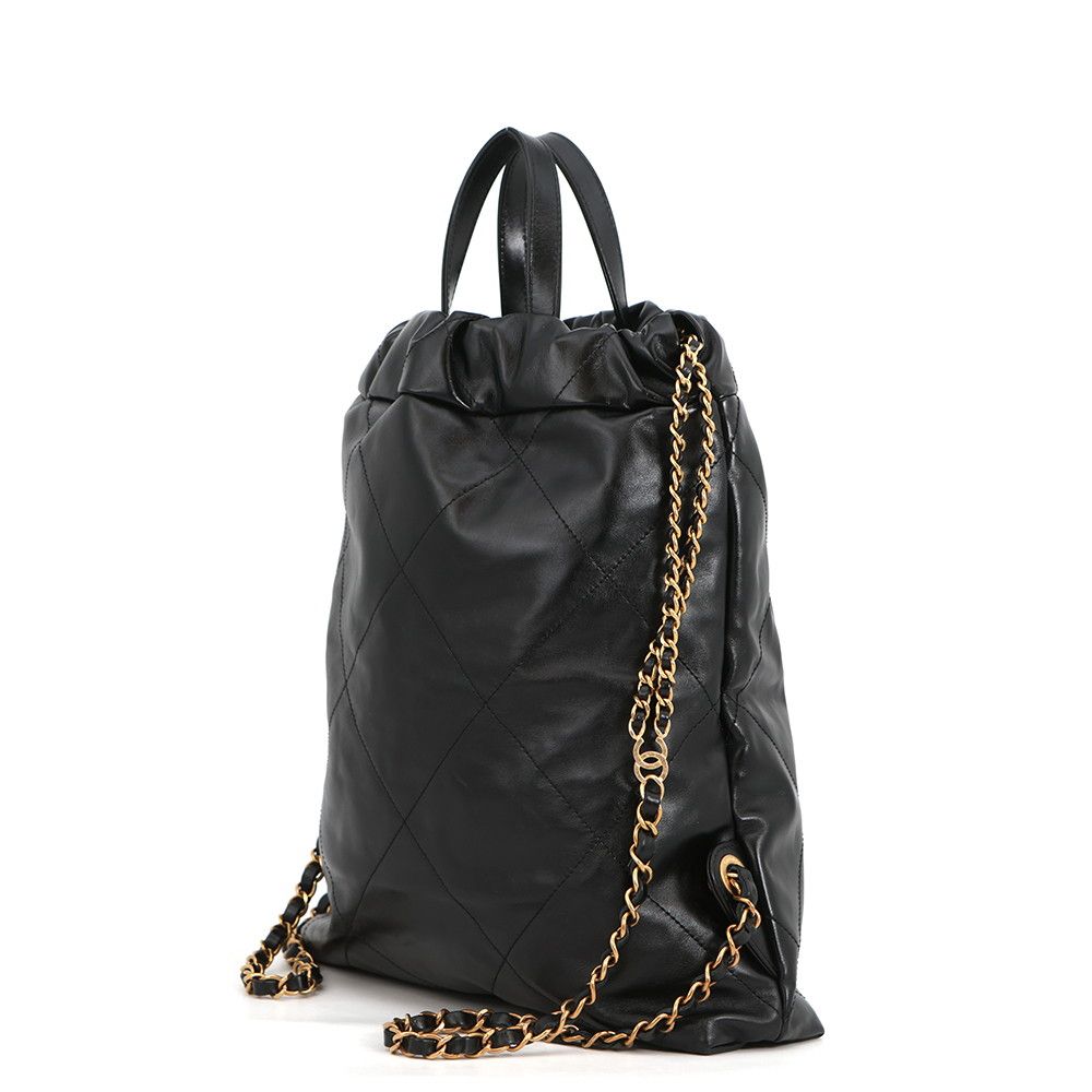 Chanel Backpack 22 Small Shiny Calfskin Black — view 2