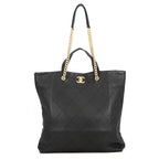 Chanel Tote Quilted CC Logo Maxi Shopping 2-Way Black