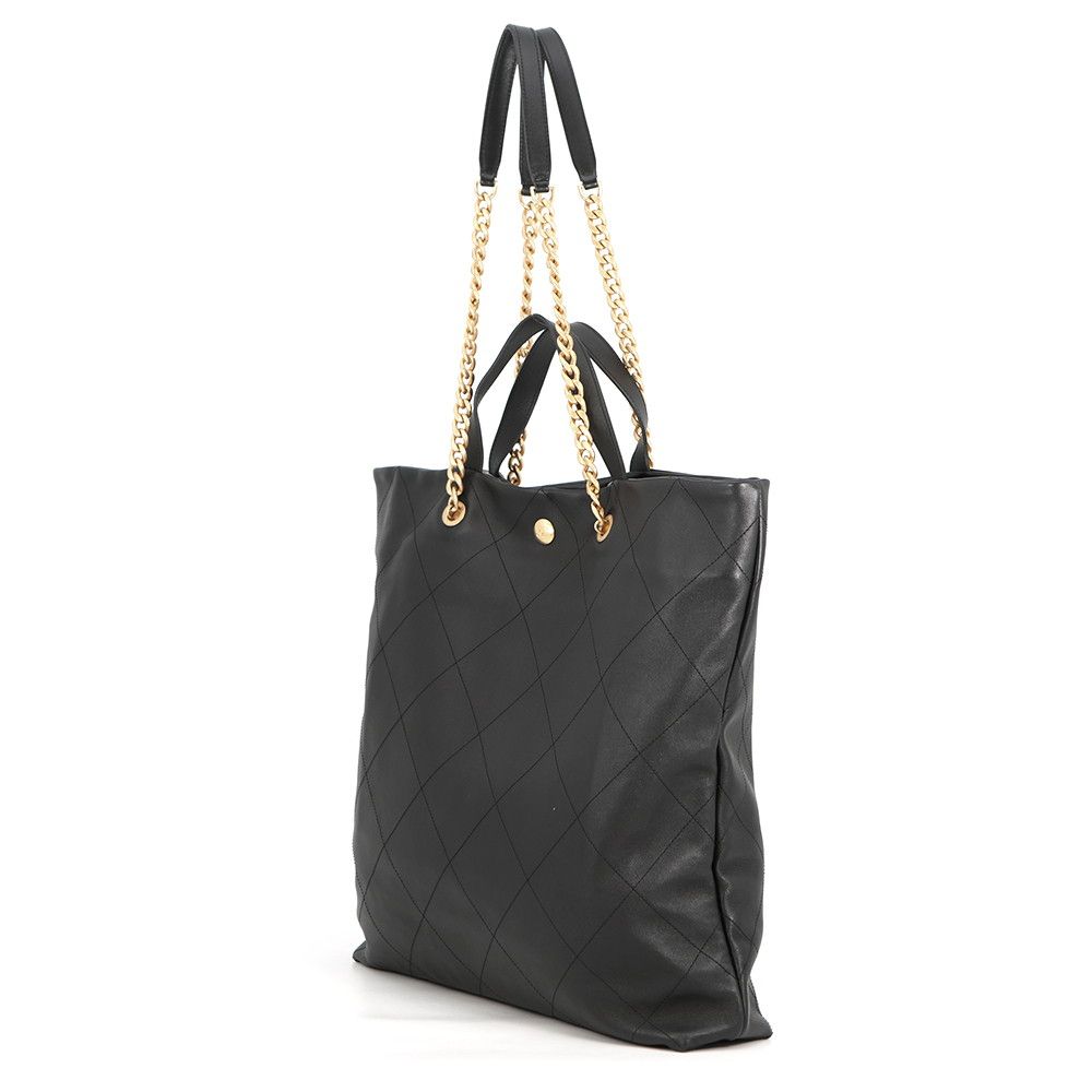 Chanel Tote Quilted CC Logo Maxi Shopping 2-Way Black — view 2