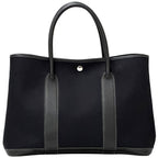 Hermes Garden Party PM Tote Toile Officier Leather Black Silver Simple — view 2