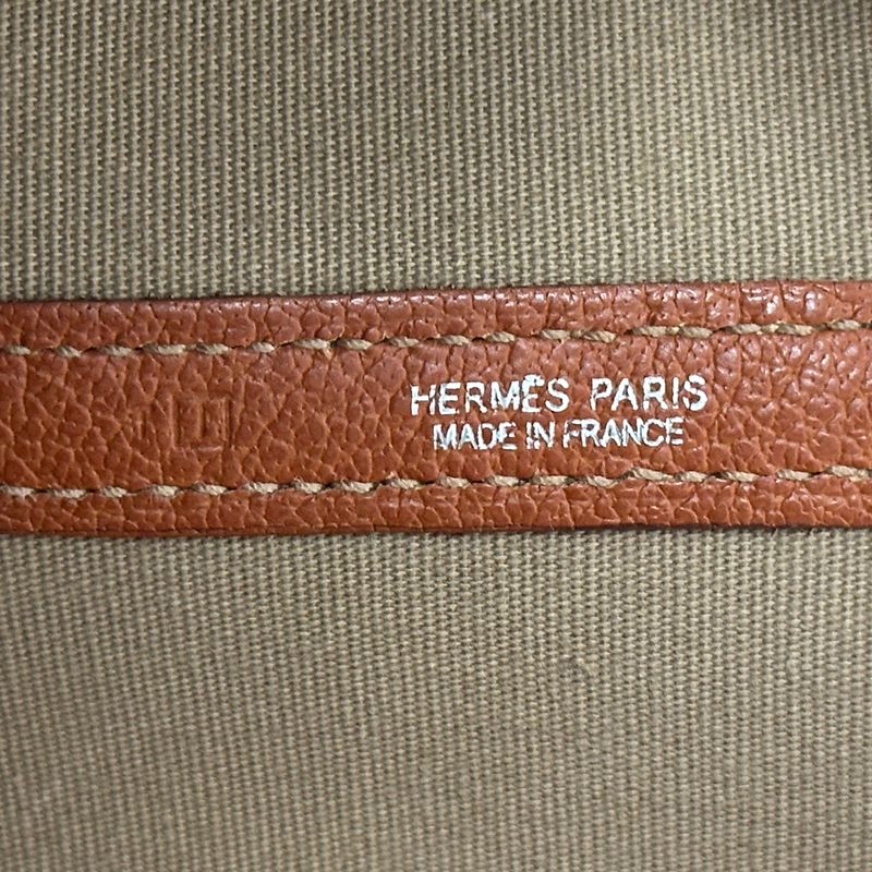 Hermes Garden Party PM Tote Toile Officier Leather Potiron Silver Orange Simple — view 6