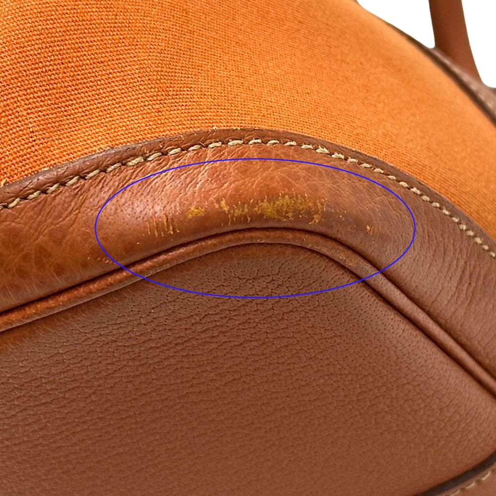 Hermes Garden Party PM Tote Toile Officier Leather Potiron Silver Orange Simple — view 9