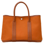 Hermes Garden Party PM Tote Toile Officier Leather Potiron Silver Orange Simple — view 2