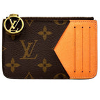 Louis Vuitton Card Case Monogram Coin Holder Apricot Orange Brown