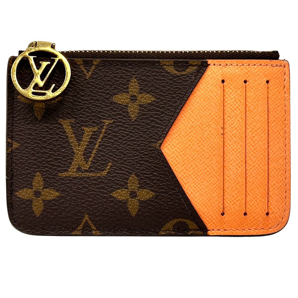Louis Vuitton Card Case Monogram Coin Holder Apricot Orange Brown