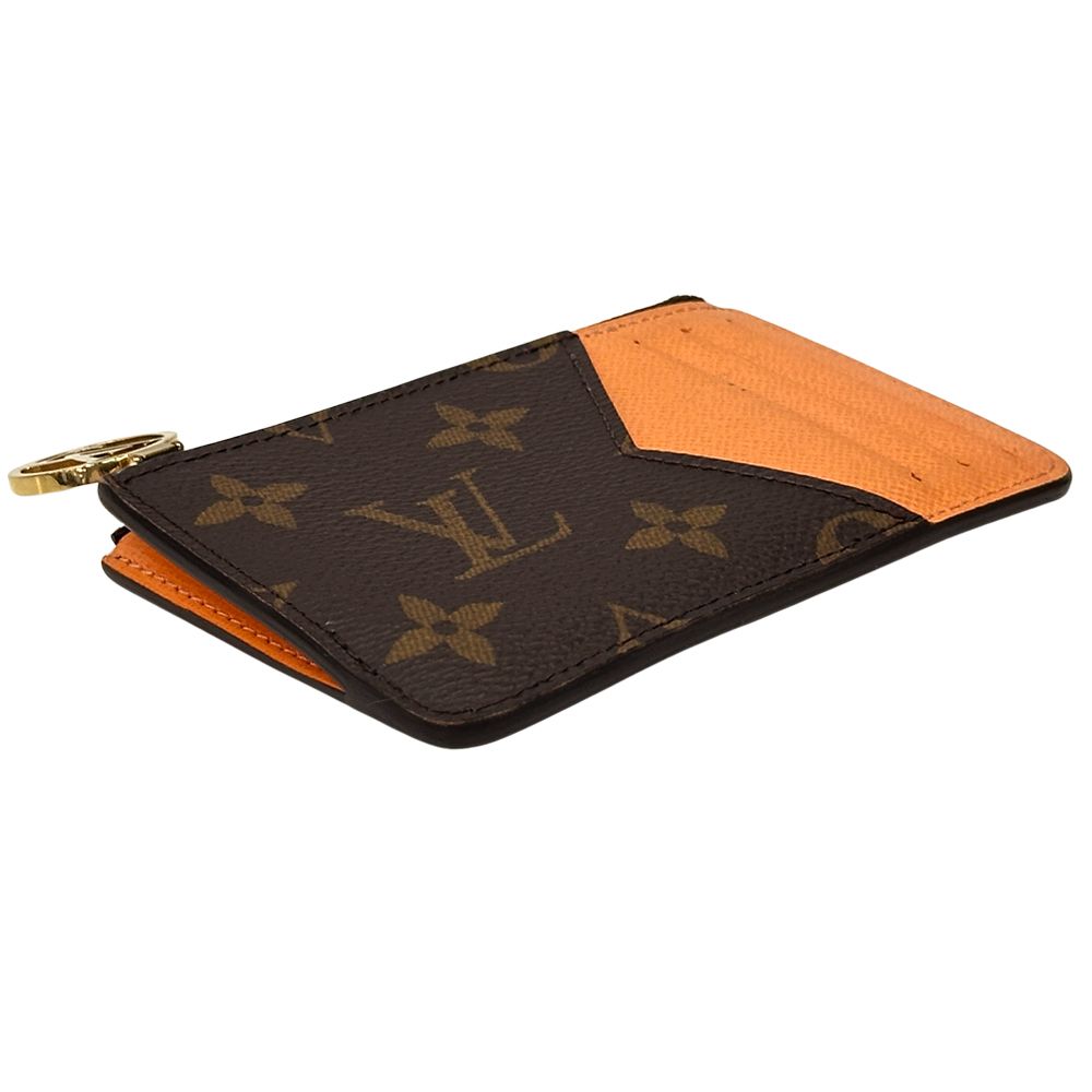 Louis Vuitton Card Case Monogram Coin Holder Apricot Orange Brown — view 3