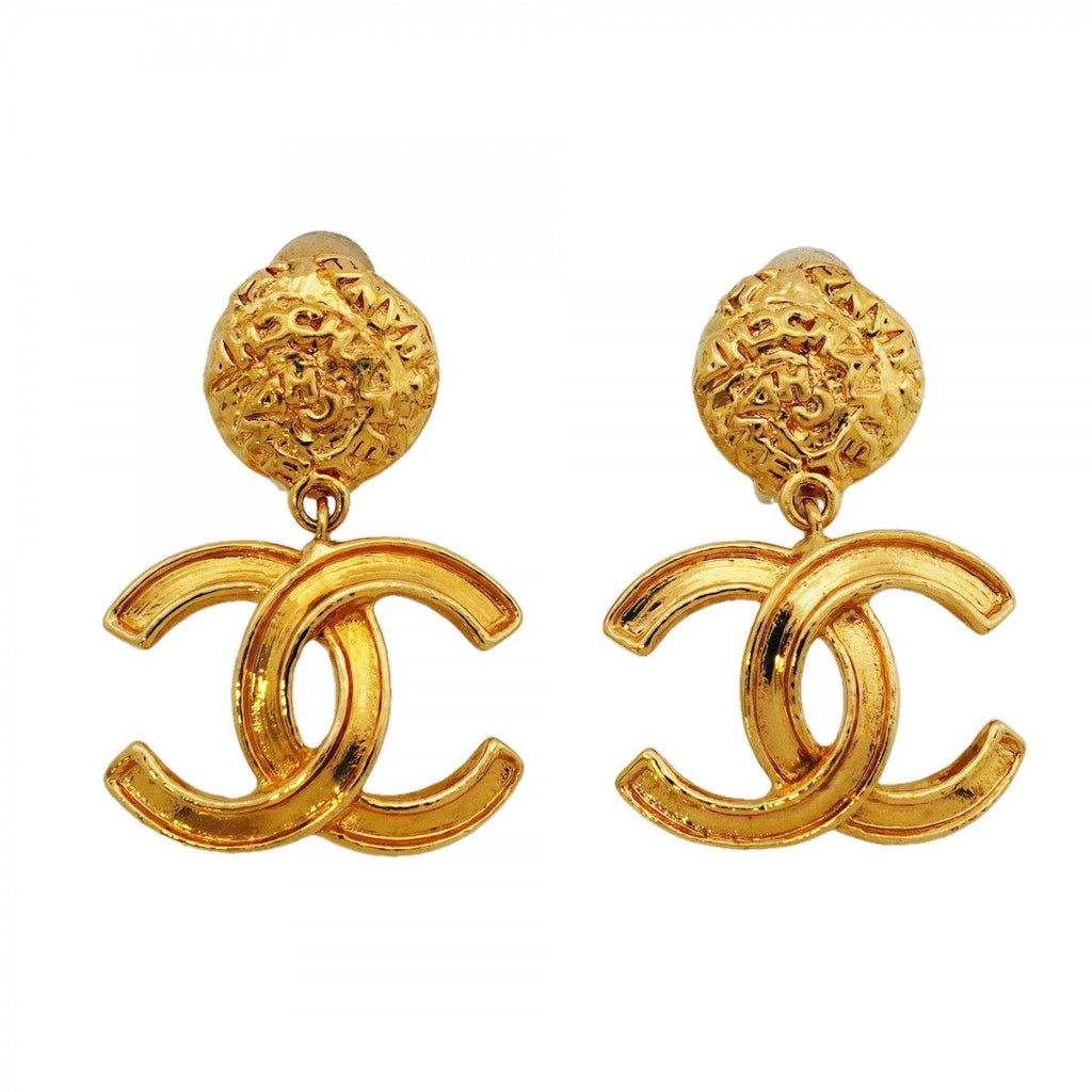 Chanel Earrings Vintage CC Logo Gold Plated
