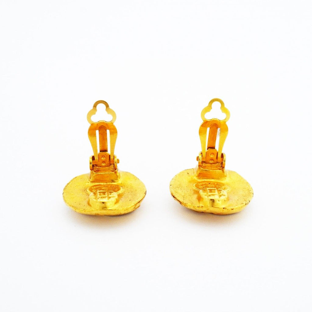 Chanel Earrings Vintage CC Logo Gold Plated — view 6