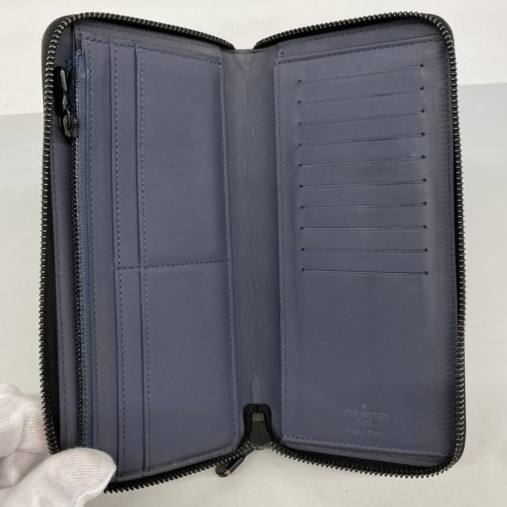 Louis Vuitton Wallet Monogram Shadow Zippy Vertical Navy — view 3