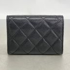 Chanel Trifold Wallet Quilted Caviar Leather Black Champagne Gold — view 6