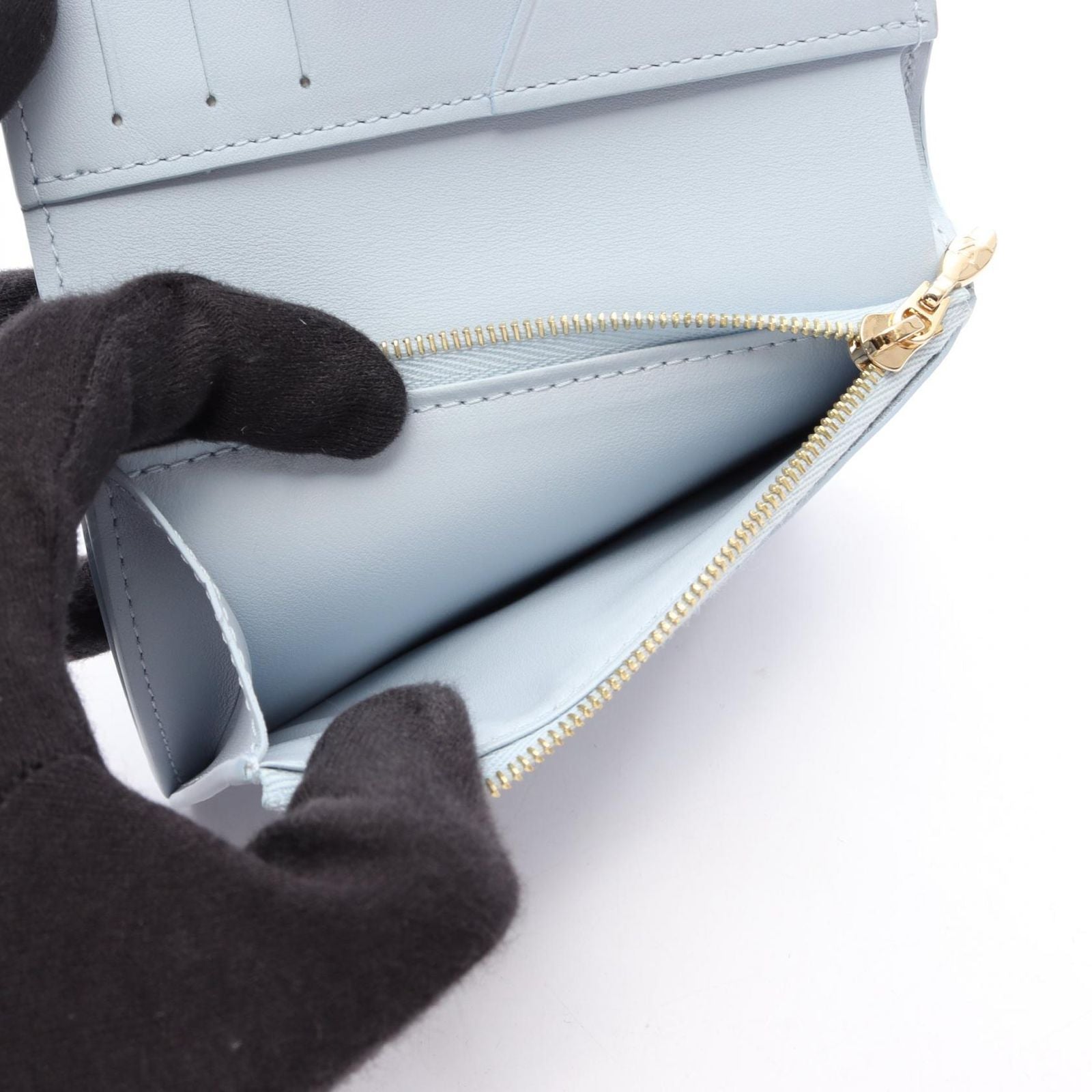 Louis Vuitton Bifold Wallet LV Vertical Compact Blue Olympe Leather — view 4