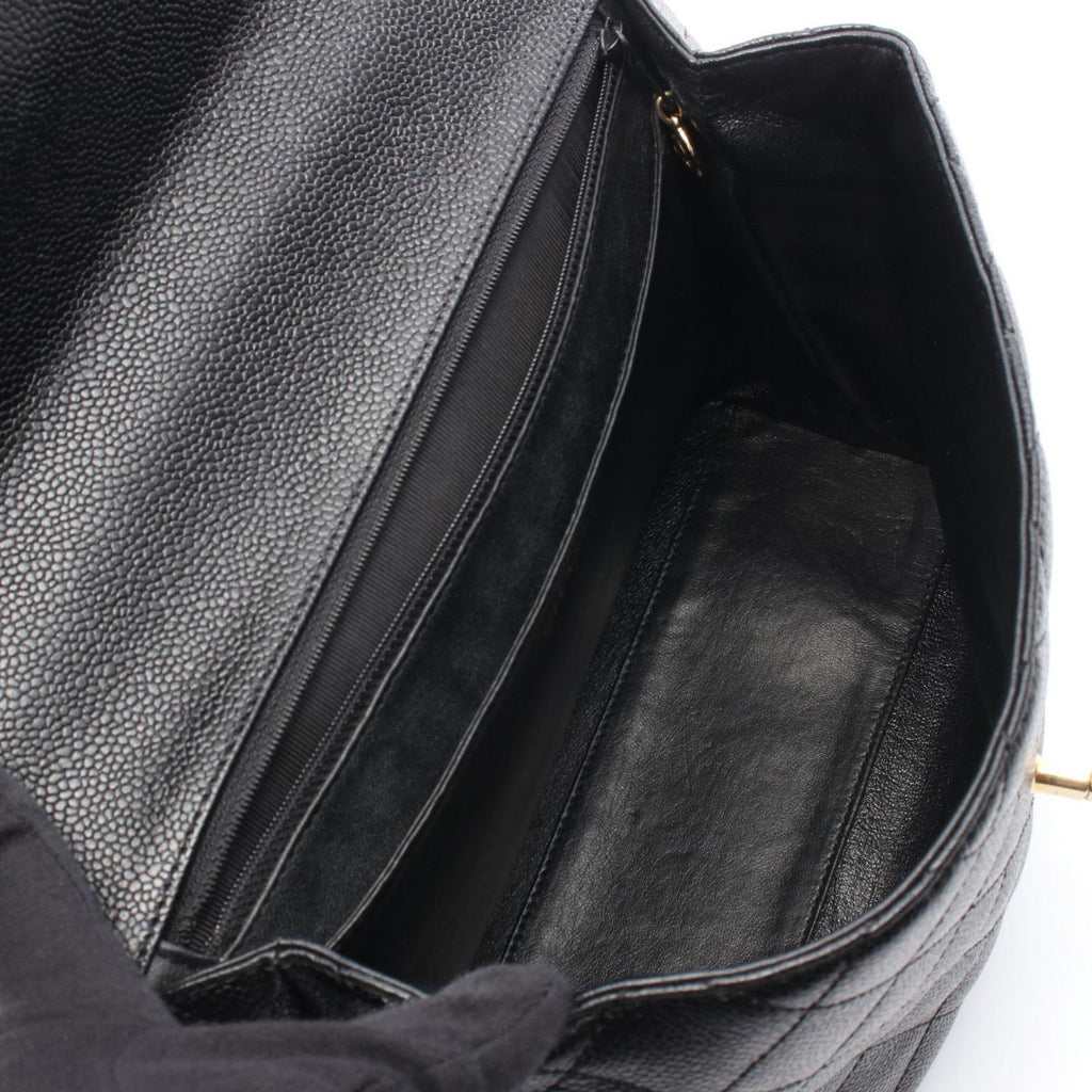Chanel Handbag Quilted Black Caviar Leather Top Handle — view 3