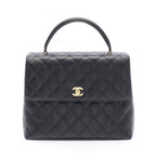 Chanel Handbag Quilted Black Caviar Leather Top Handle