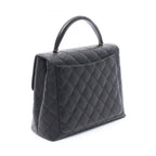 Chanel Handbag Quilted Black Caviar Leather Top Handle — view 2