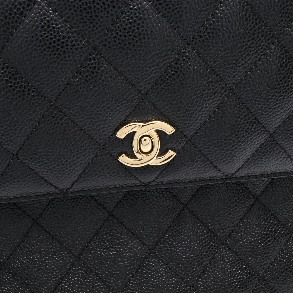 Chanel Handbag Quilted Black Caviar Leather Top Handle — view 9