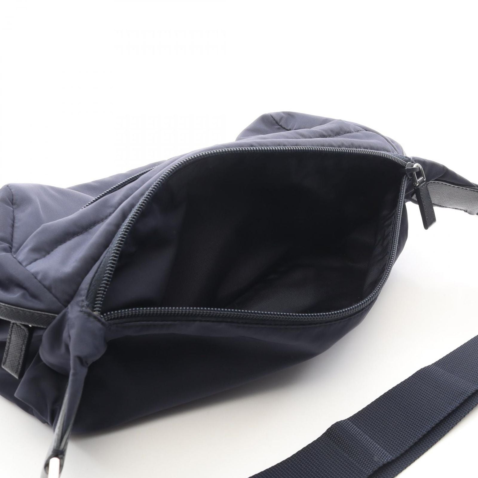 Prada Shoulder Bag Re-Nylon Navy Nylon Saffiano Leather Triangle Logo — view 9