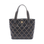 Chanel Tote Wild Stitch Black Leather Handbag