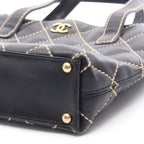Chanel Tote Wild Stitch Black Leather Handbag — view 8