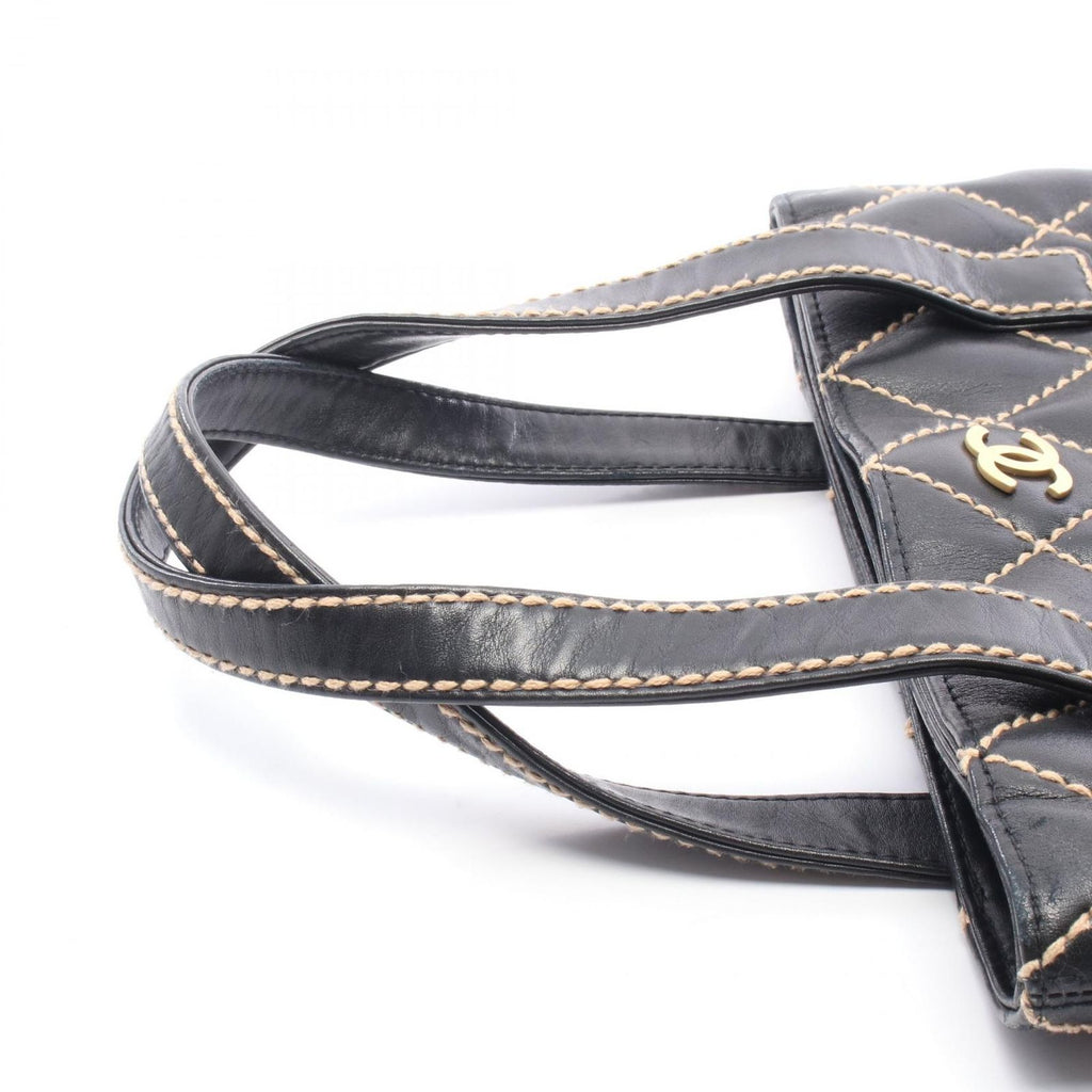 Chanel Tote Wild Stitch Black Leather Handbag — view 6