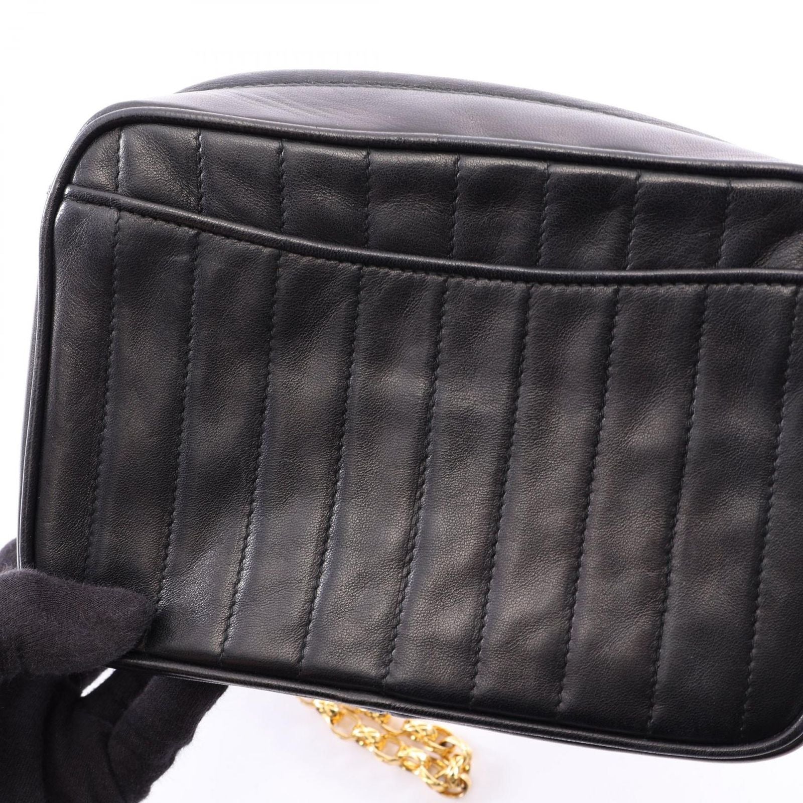Chanel Shoulder Bag Mademoiselle Tassel Black Lambskin Fringe Mini Chain — view 9