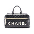 Chanel Quilted Bowling Bag Black Leather