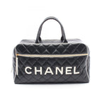 Chanel Quilted Bowling Bag Black Leather