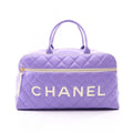Chanel Boston Bag Quilted Purple Leather