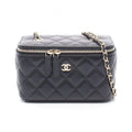 Chanel Shoulder Bag Quilted Vanity Black Lambskin Chain