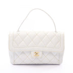 Chanel Handbag Wild Stitch Top Handle White Leather
