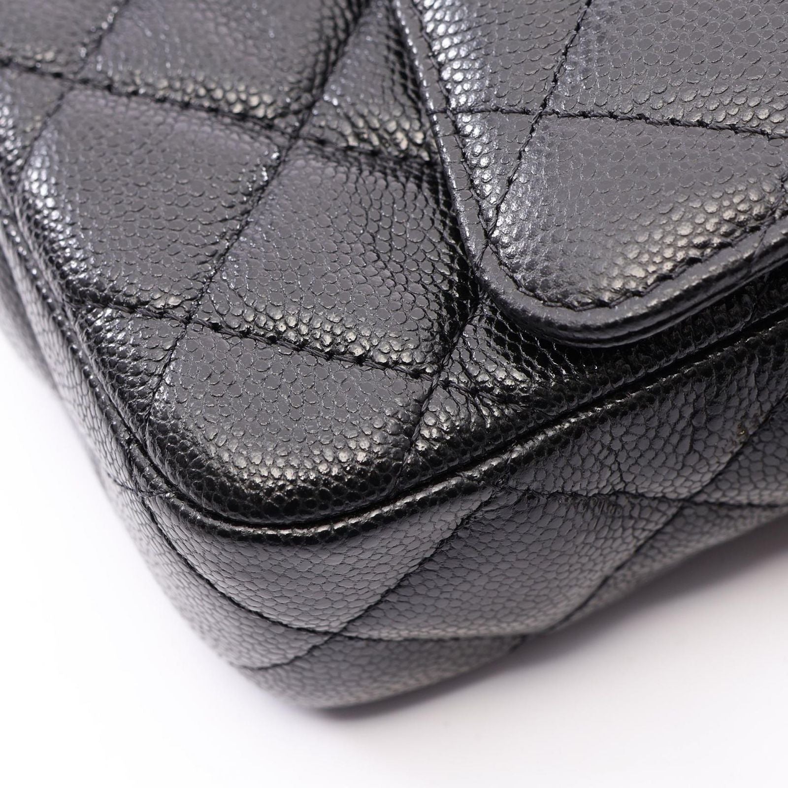 Chanel Shoulder Bag Quilted Chain Phone Case Wallet Black Caviar Leather — view 7