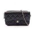 Chanel Shoulder Bag Quilted Chain Phone Case Wallet Black Caviar Leather