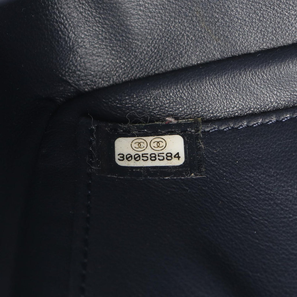 Chanel Shoulder Bag CC Filigree Navy Red Fabric Leather CC Quilted Chain — view 5