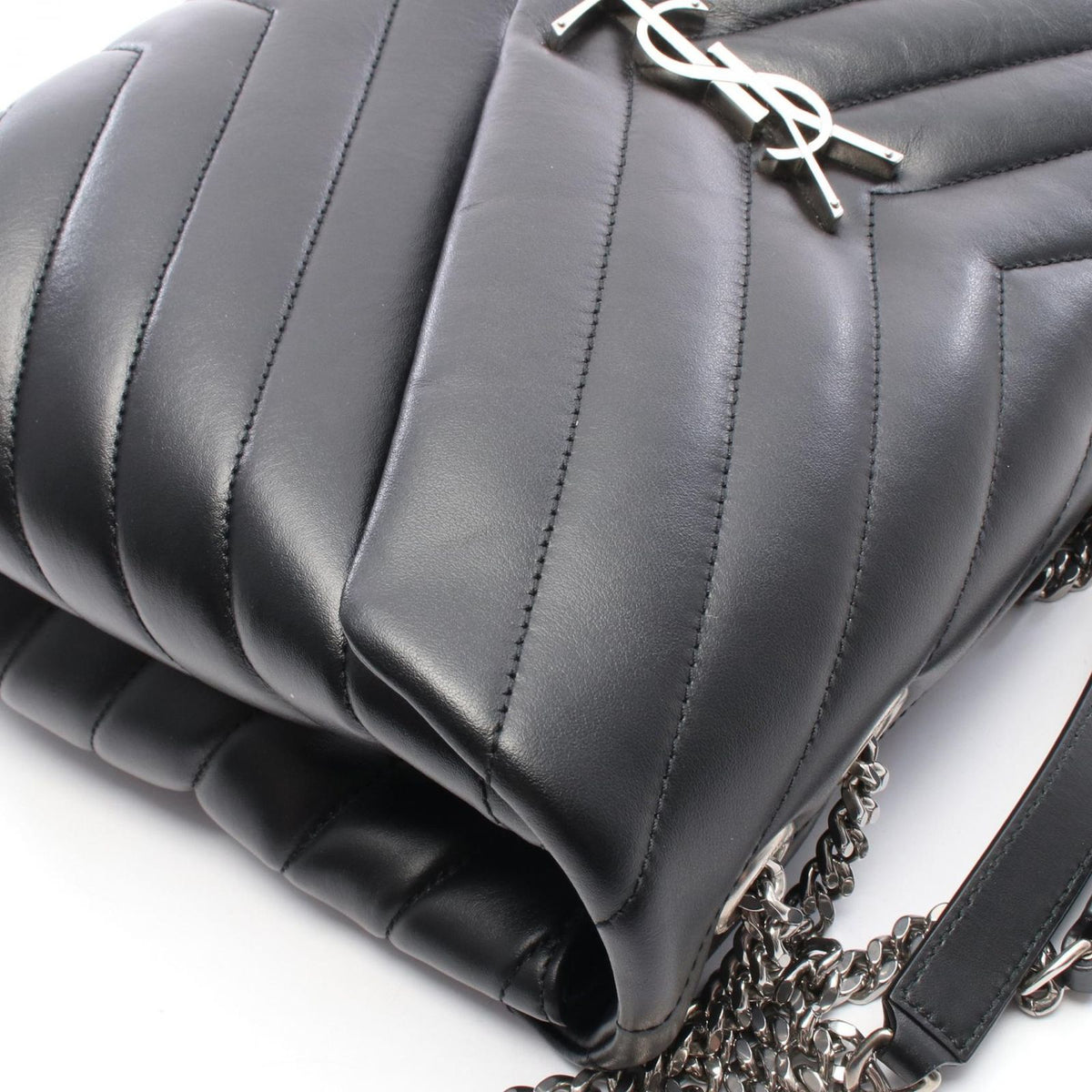 Saint Laurent Paris Tote Loulou Black Leather Chain — view 6